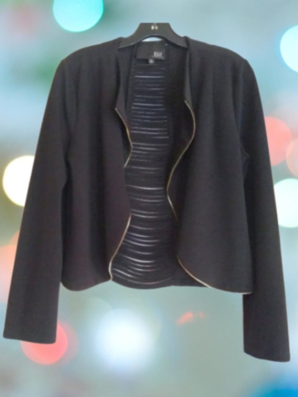 Kaii Black Slit-Back Jacket XL Gold Zipper Trim Edgy Minimalist Streetwear Layer